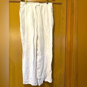 Vintage David Dart White Linen Coastal Grandma Cropped/Ankle Pant / Medium